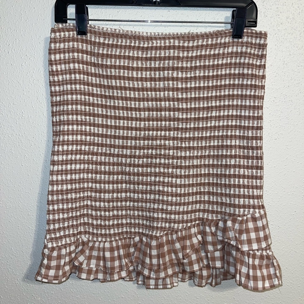 Kendall & Kylie Brown and White Mini Pencil Skirt